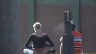 Bald shoves his awesome cock in the brunette